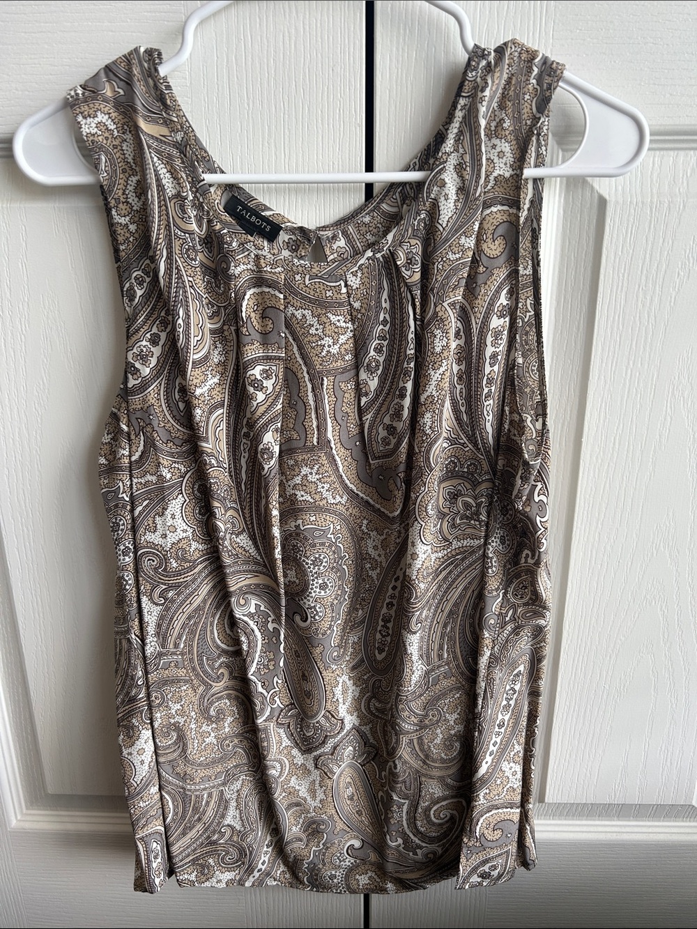 Talbots Brown and Cream Paisley Sleeveless Shell Top